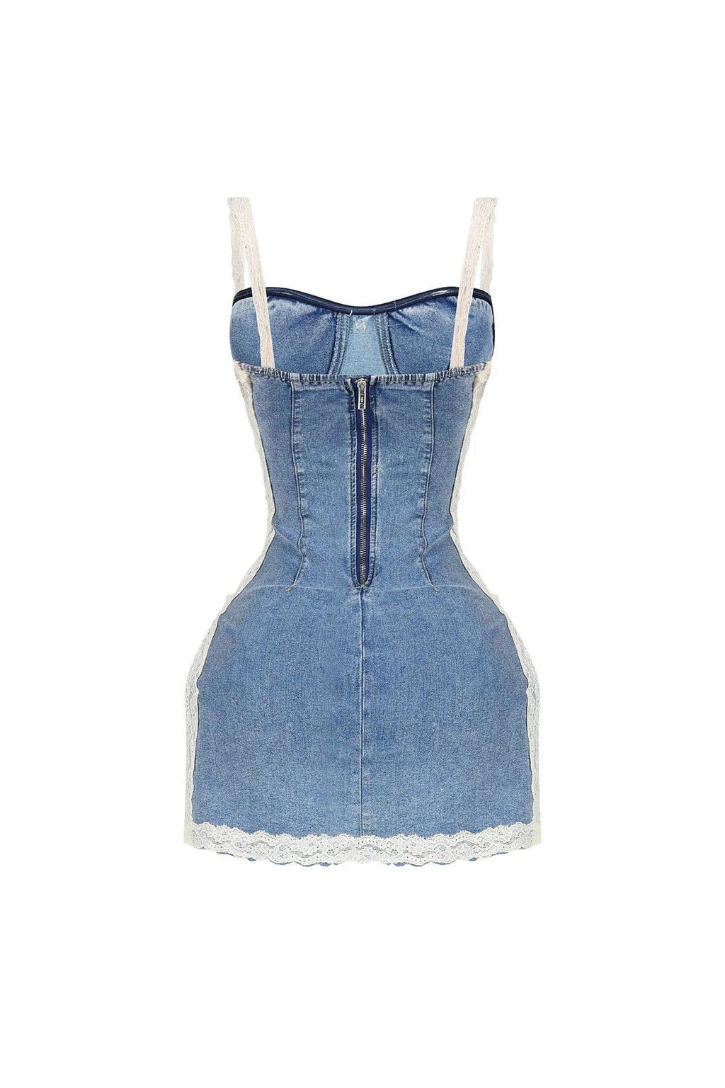 Lace Denim Mini Dress