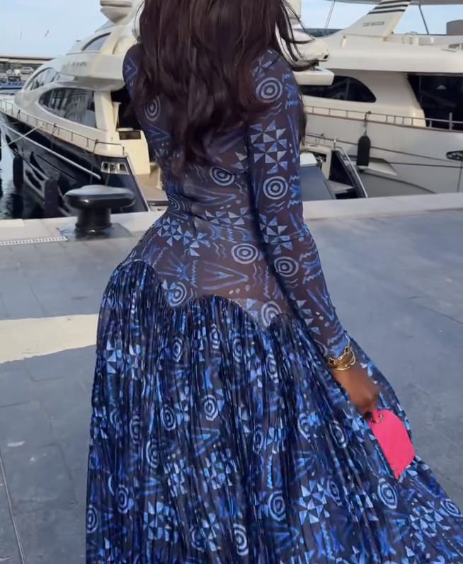 Blue Floral Long Sleeve Maxi Dress