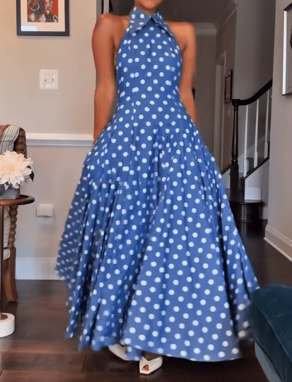 Polkadot Backless Maxi Dress