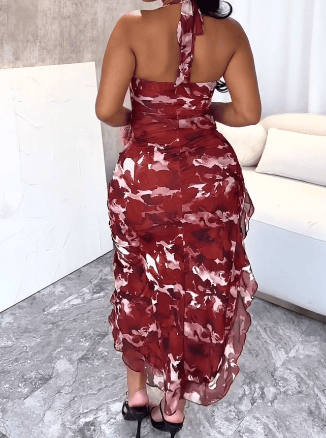 Real Romantic Mesh Ruffled Maxi Dress