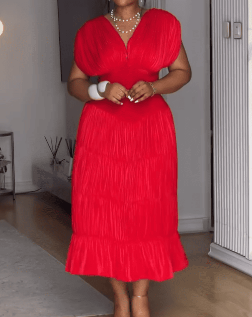 Red Silk Chiffon Dress