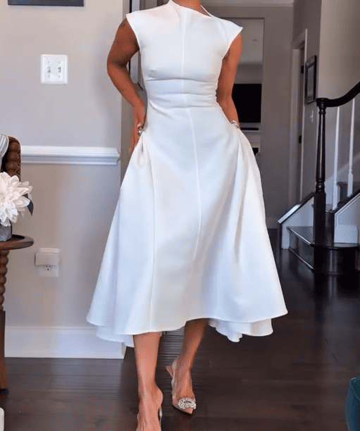 Black Sleeveless Metal Button Midi Dress