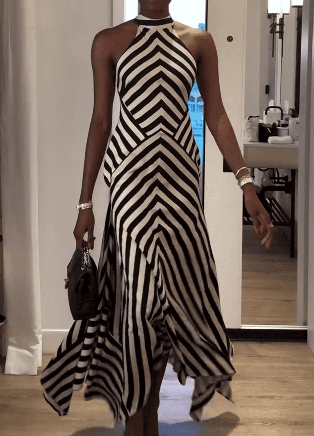 Zebra - Print Halter - neck Maxi Dress