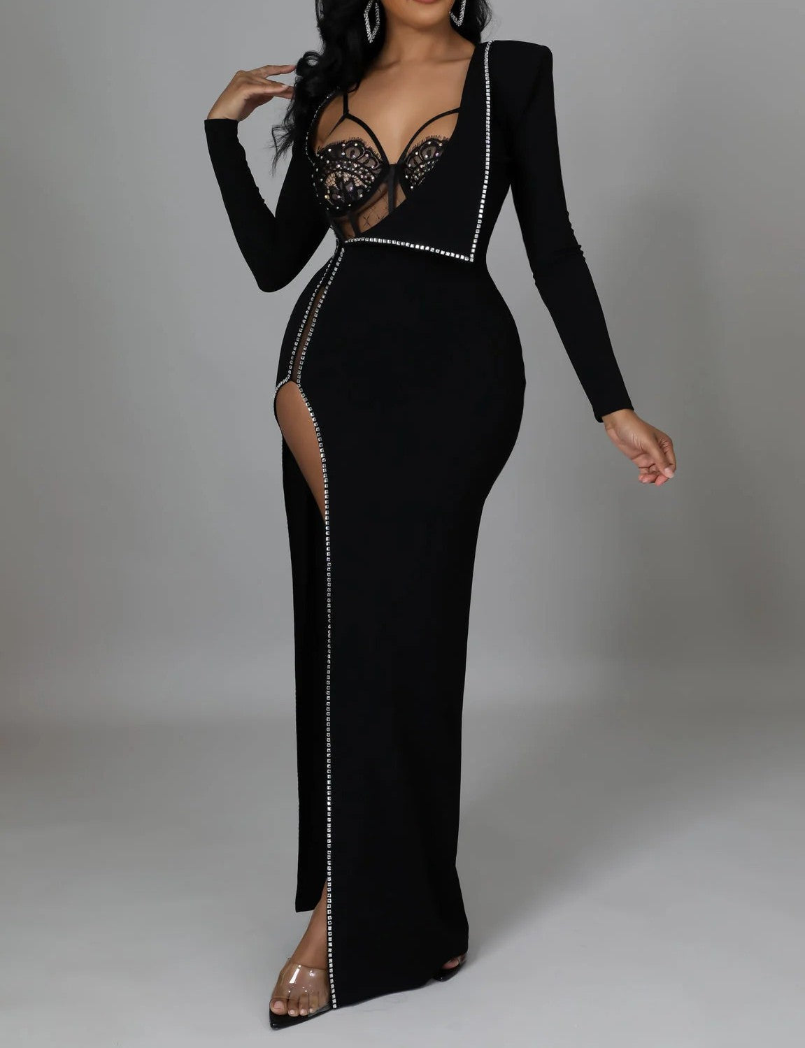 Blazing Attention Dress Set with Lace Bustier