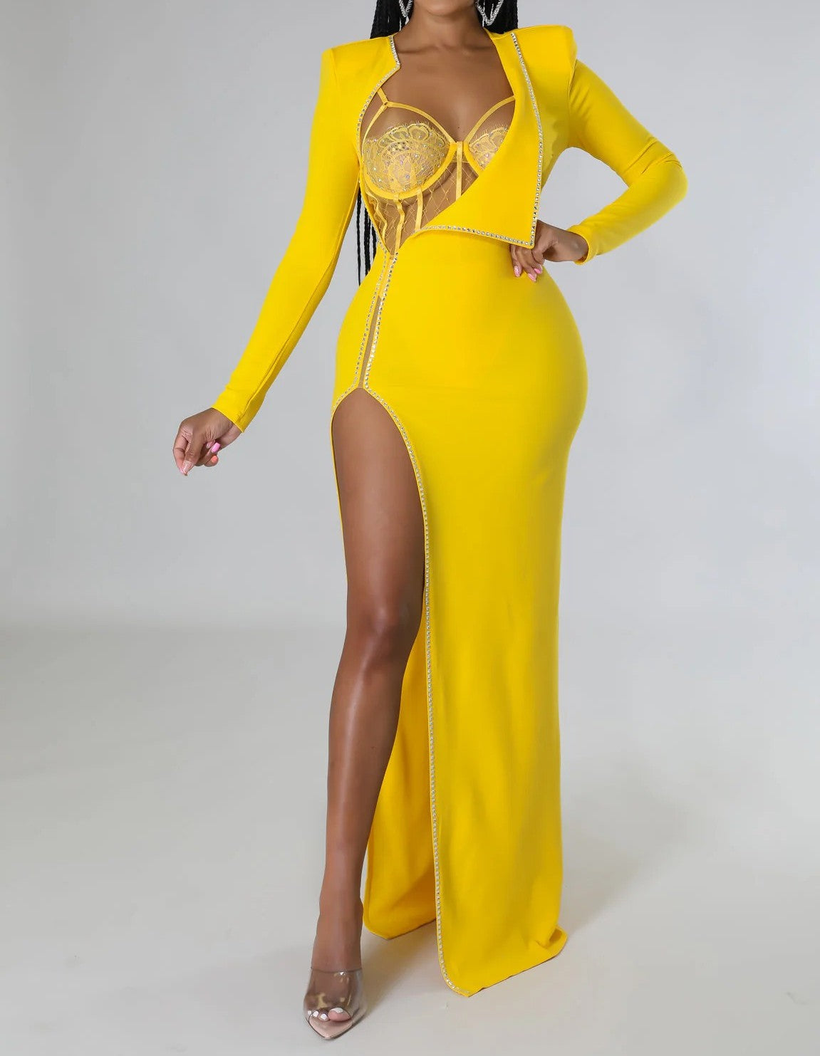 Blazing Attention Dress Set with Lace Bustier