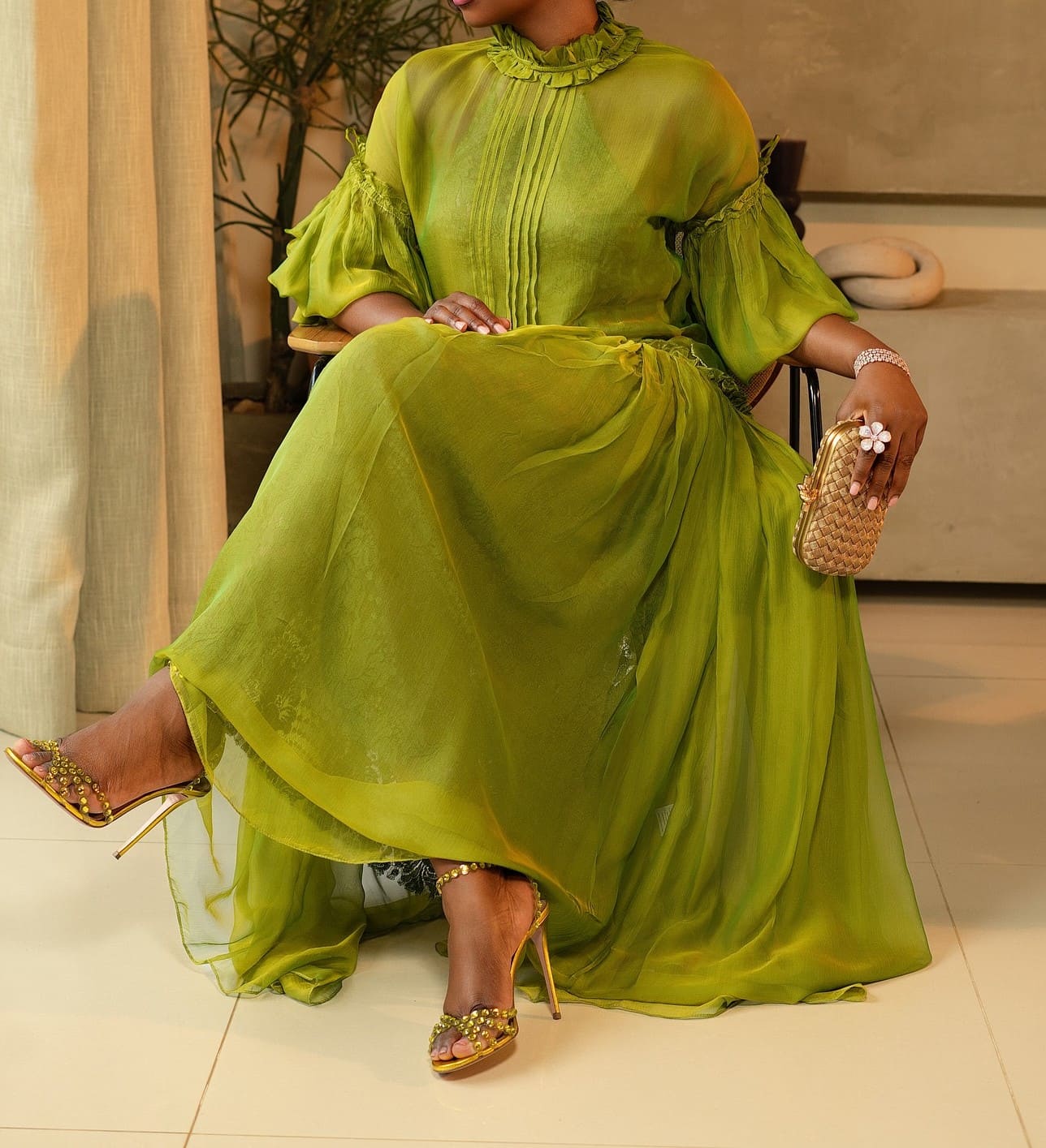Elegant Tulle Long Sleeve Maxi Dress