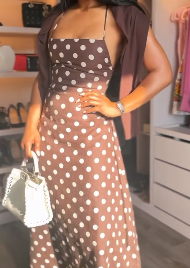 Polka Dot Spaghetti Strap Maxi Dress