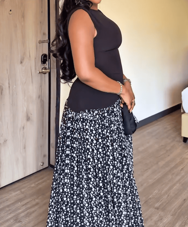 Black patchwork polka dot dress