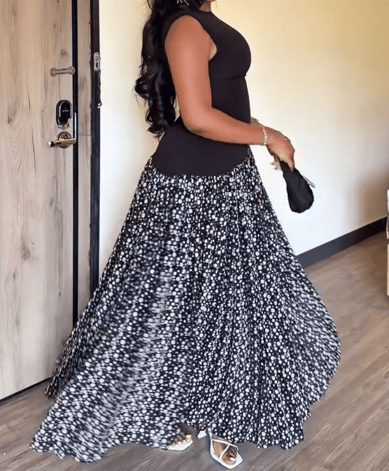 Black patchwork polka dot dress