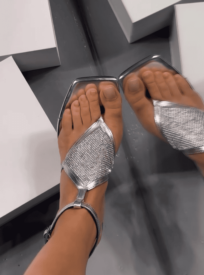 Rhinestone Mesh High Heel