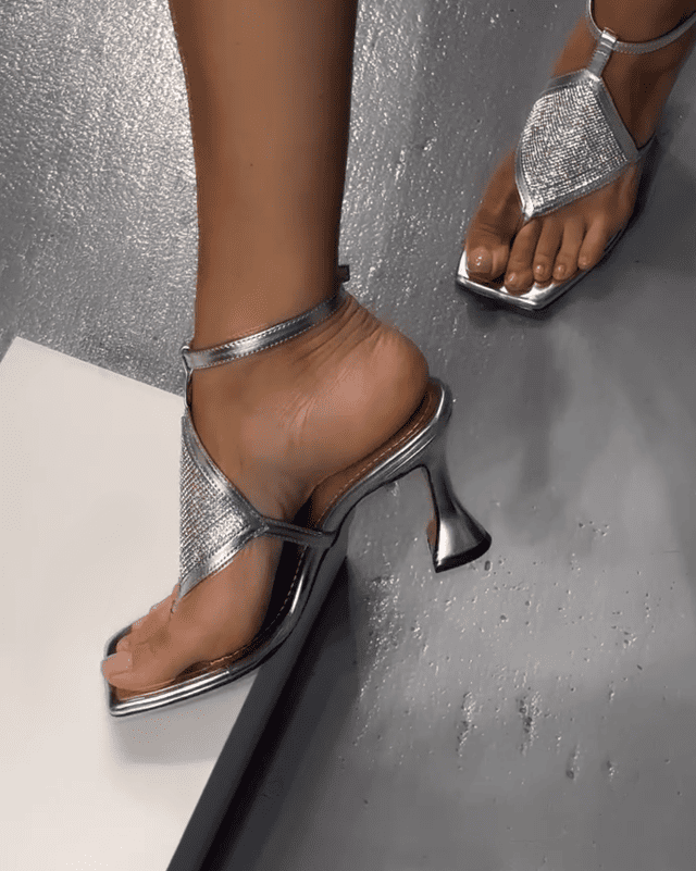 Rhinestone Mesh High Heel