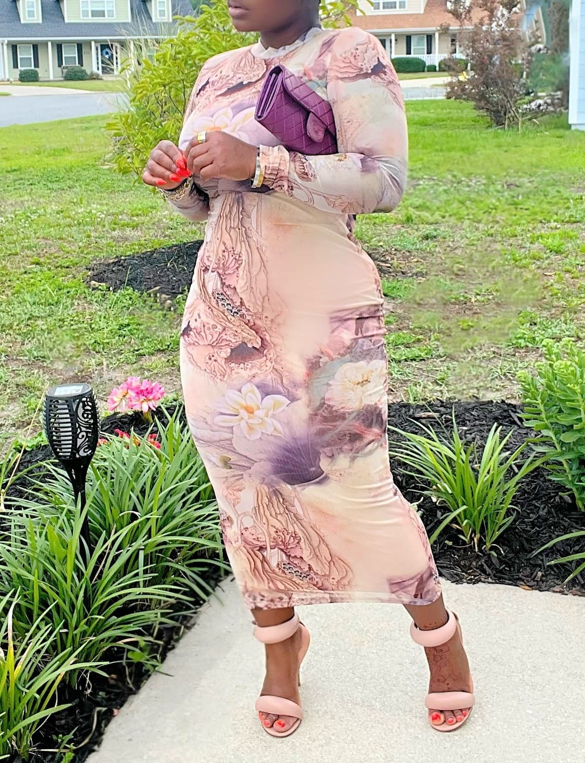 Sharita Blush Lotus Mesh Maxi Dress