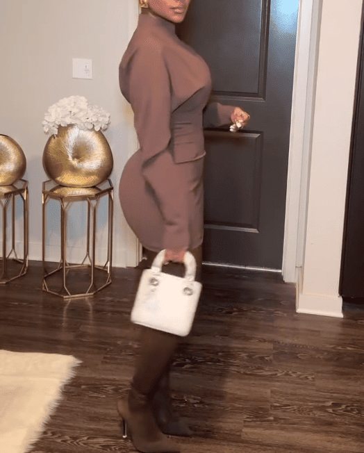 Long-Sleeve Mock Neck Plain Mini Dress