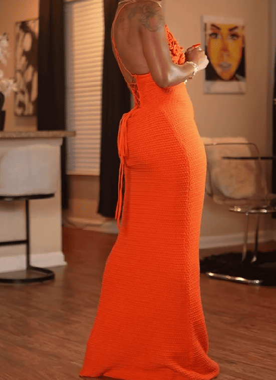 Hand-knitted Petal Maxi Dress