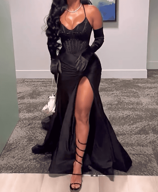 Halter Mermaid Hem High Slit Party Maxi Dress