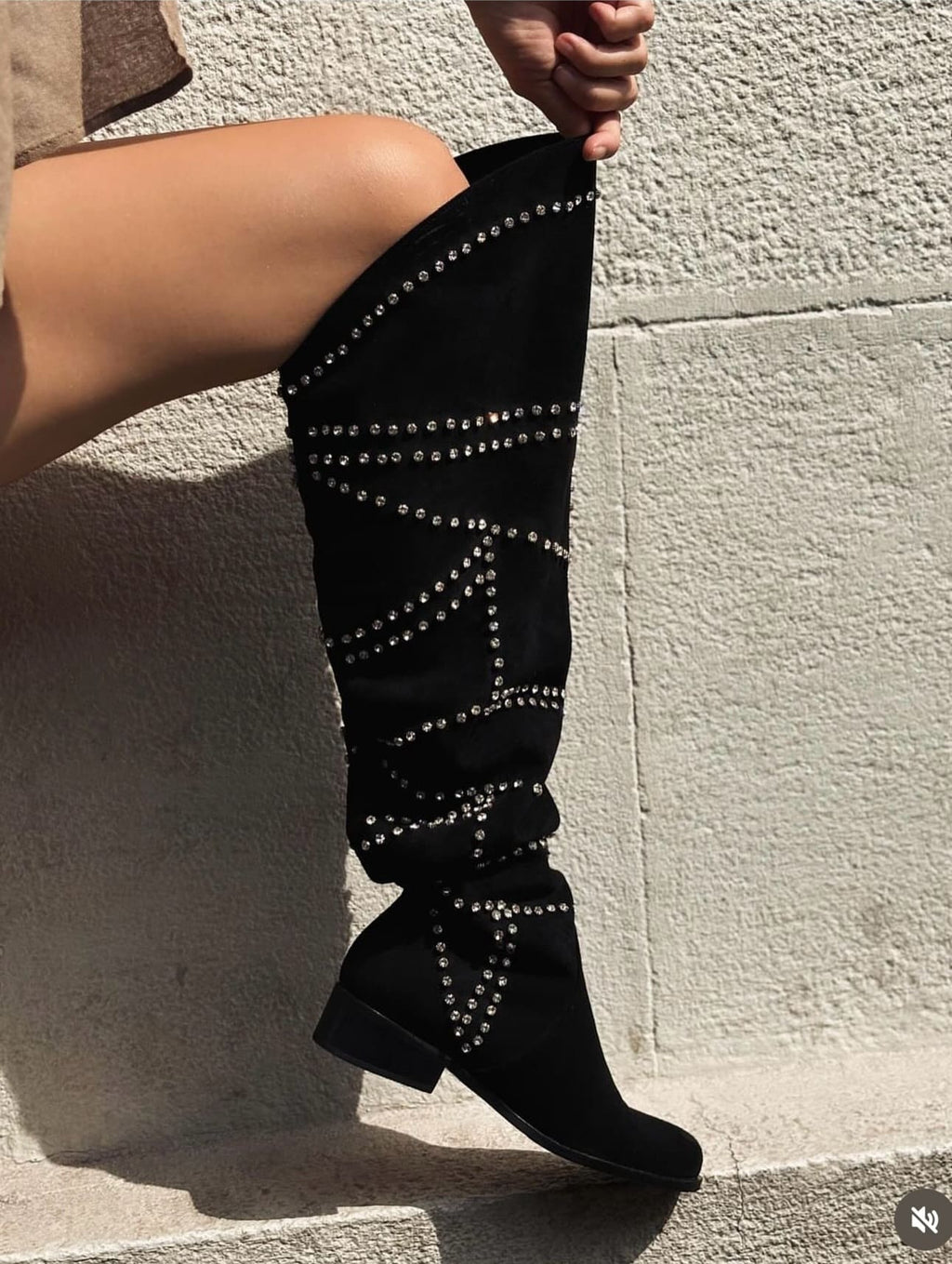 Diamond Crystal Embellished Soft Boots