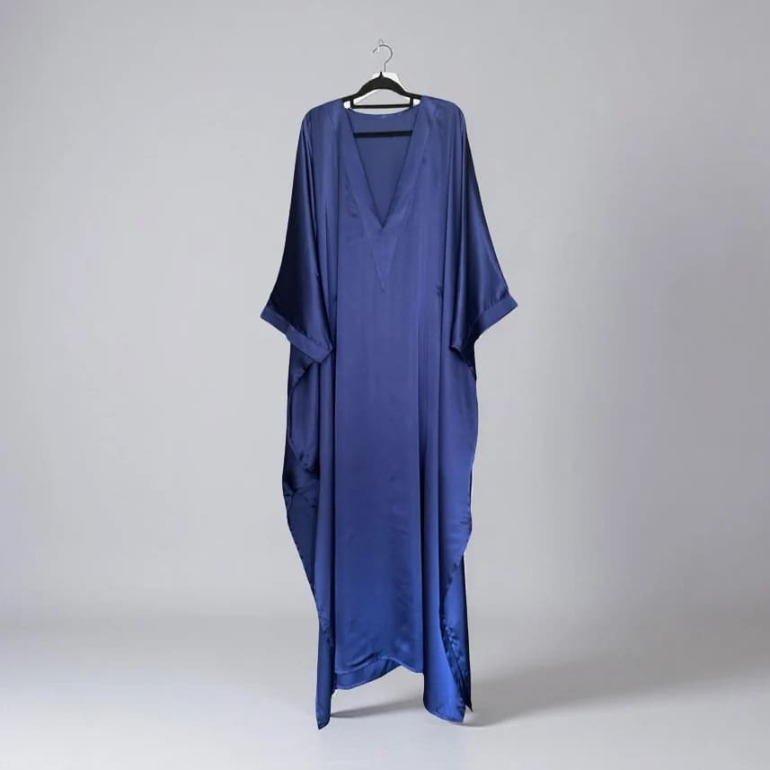 Silk satin mid-length sleeve dress