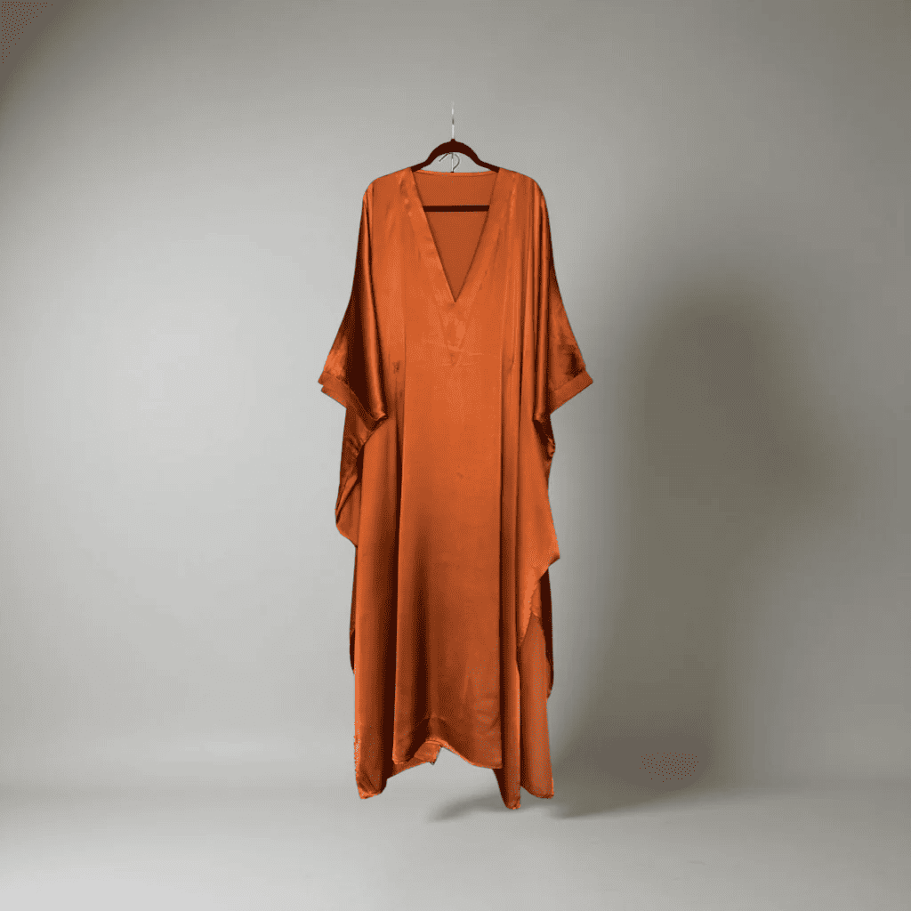 Silk satin mid-length sleeve dress