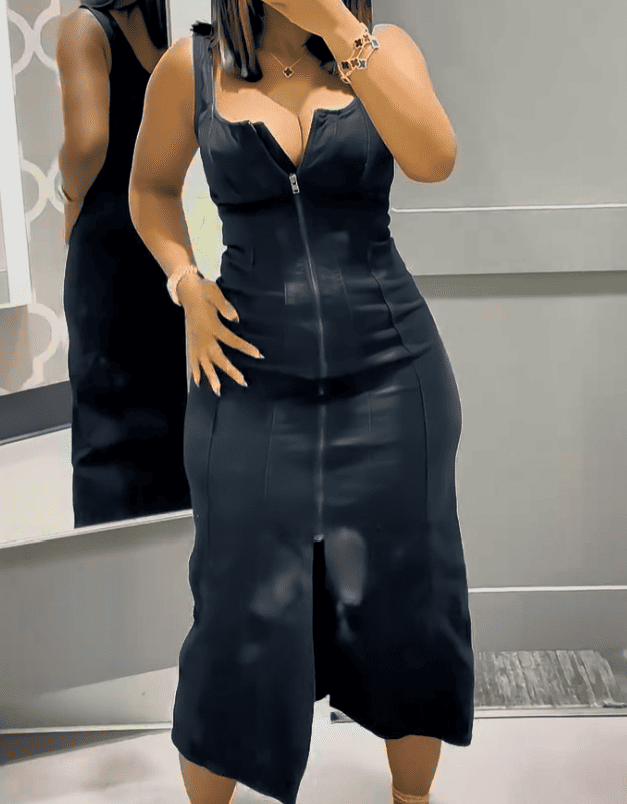 Denim Corset Midi Dress