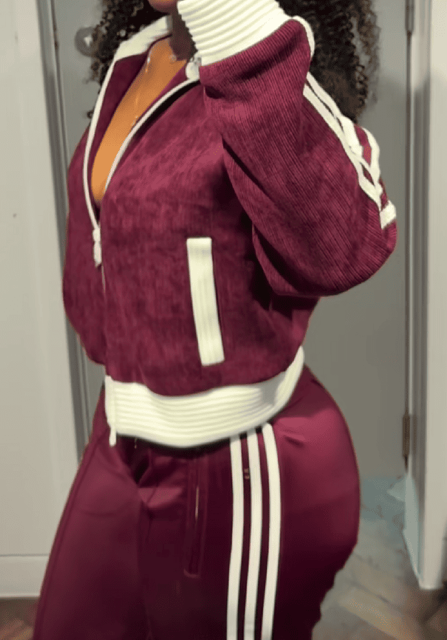 Velour Knit Track Top + Loose Track Bottoms