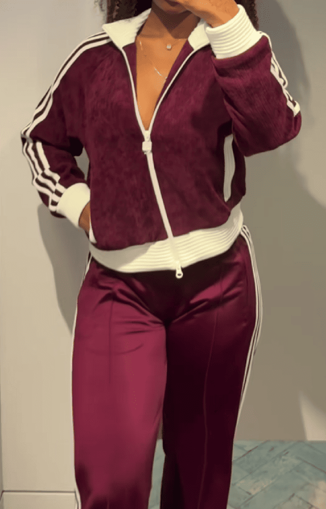 Velour Knit Track Top + Loose Track Bottoms