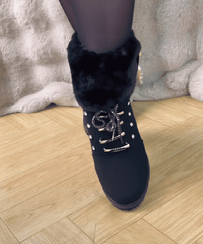 Faux Fur Lined Chunky Heel Ankle Boots