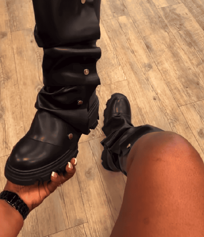 Fold-over Studded Boots In Chunky Sole