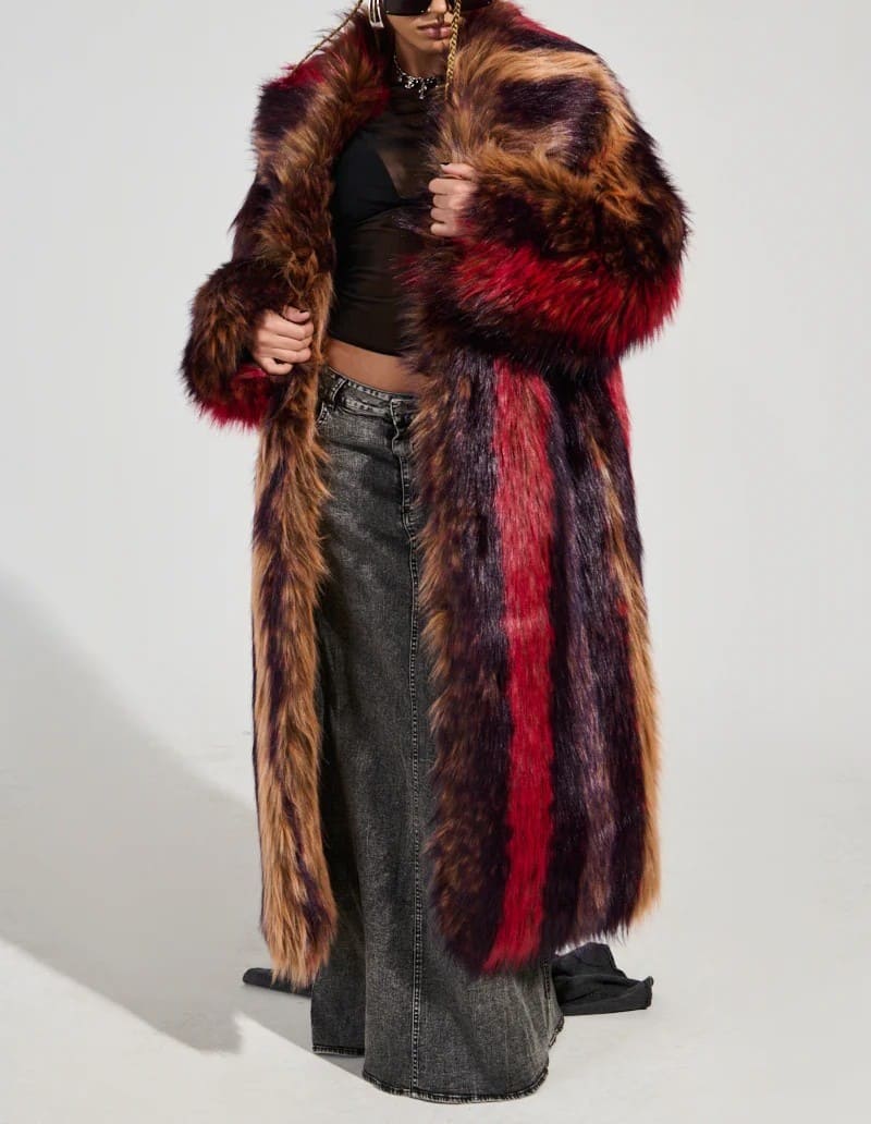 Striped Fur Coat
