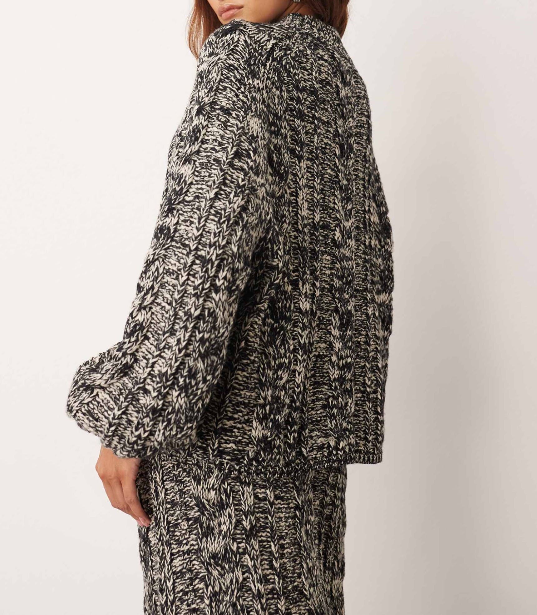 Cable Knit High Neck Sweater & Midi Skirt