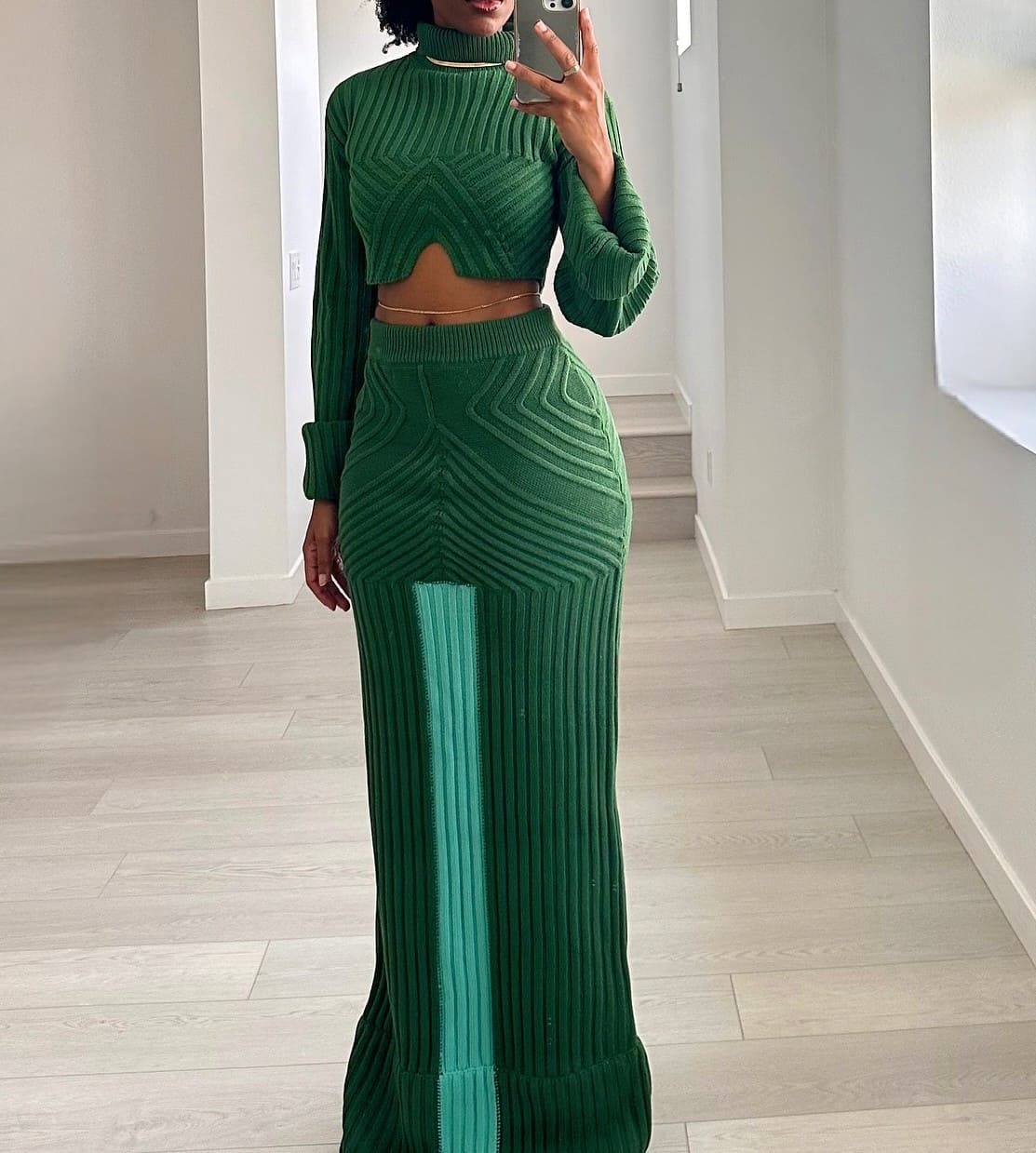 Knitted top & skirt 2pc set