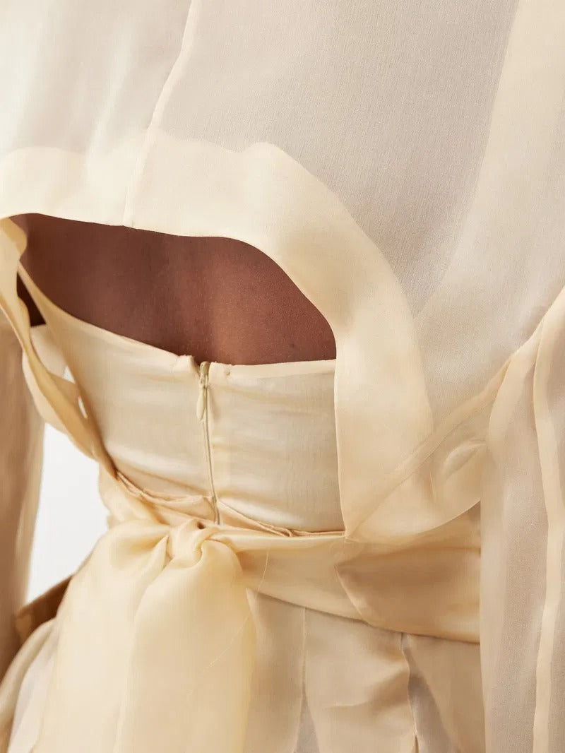 Backless Silk-Organza Jacket & Dress Set