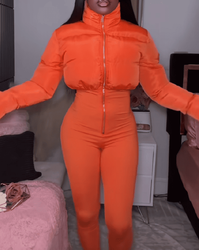 Orange Puffer Jumpsuit