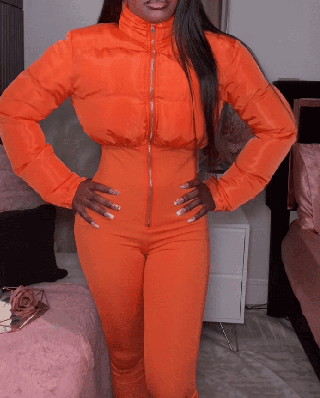 Orange Puffer Jumpsuit