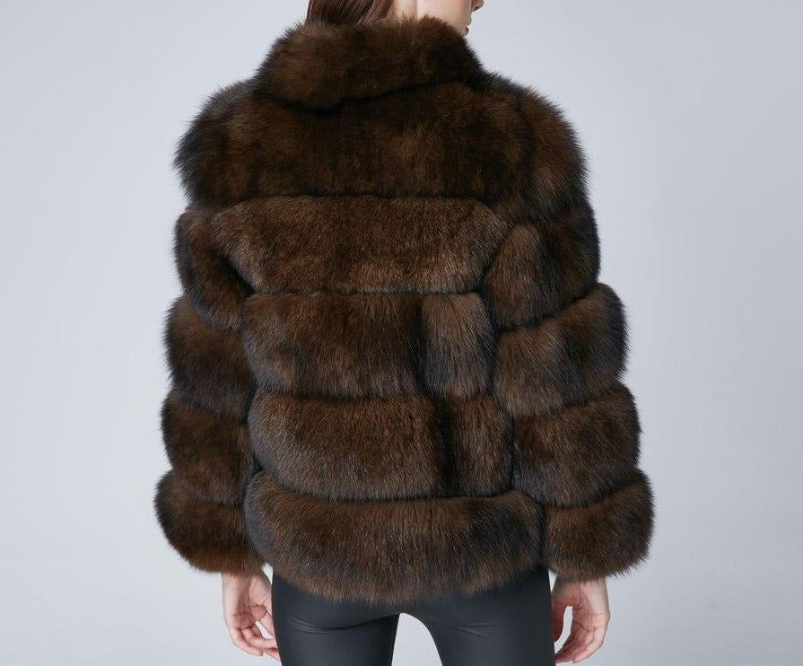 Stripped Fox Fur Coat