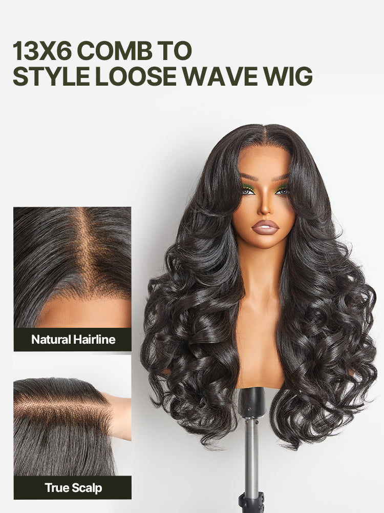 Loose Wave Wig 13x6 HD Lace Glueless Blend Hair