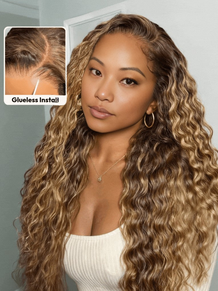 13x4 Lace Frontal Caramel Brown Glueless Drawstring Wig