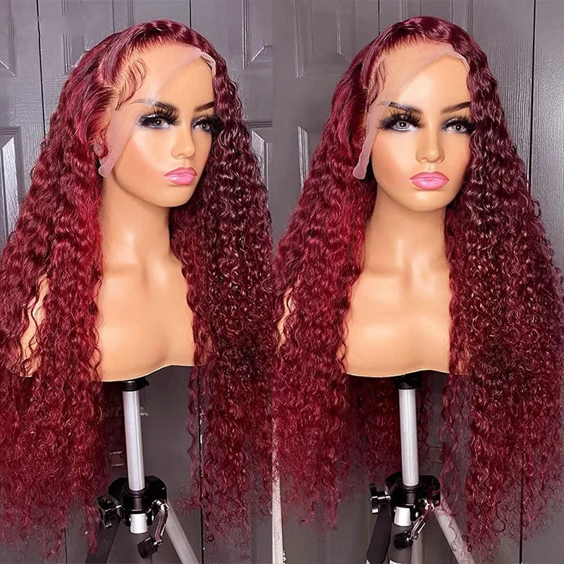 Burgundy Color Deep Wave Wig