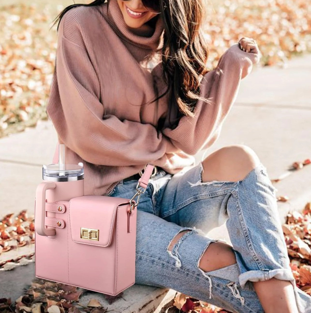 Crossbody Bag with Sports Water Bottle Holder