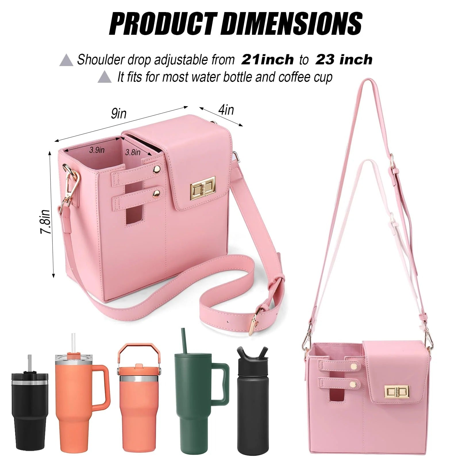 Crossbody Bag with Sports Water Bottle Holder