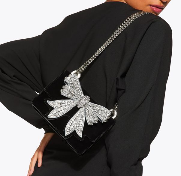 Crystal bow crossbody bag