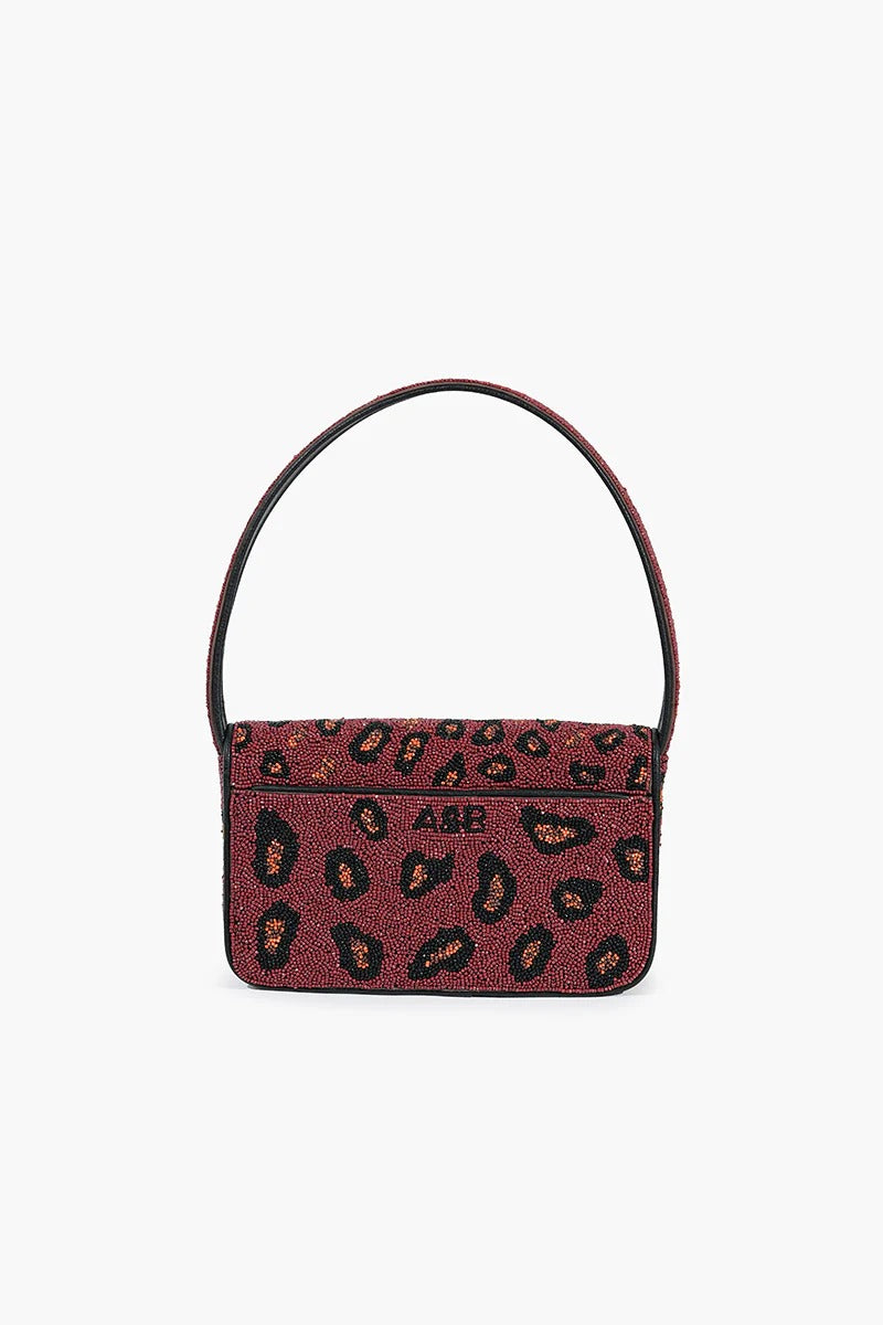 Forest Leopard Beaded Shoulder Bag