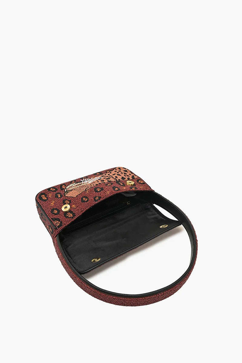 Forest Leopard Beaded Shoulder Bag