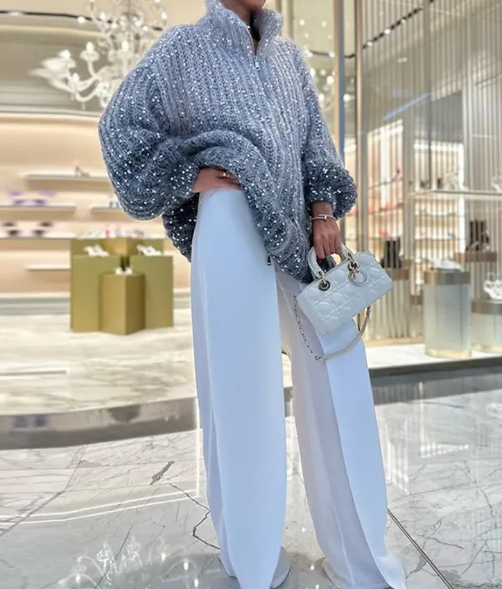 Ombre Sparkling Sequin Cardigan Coat