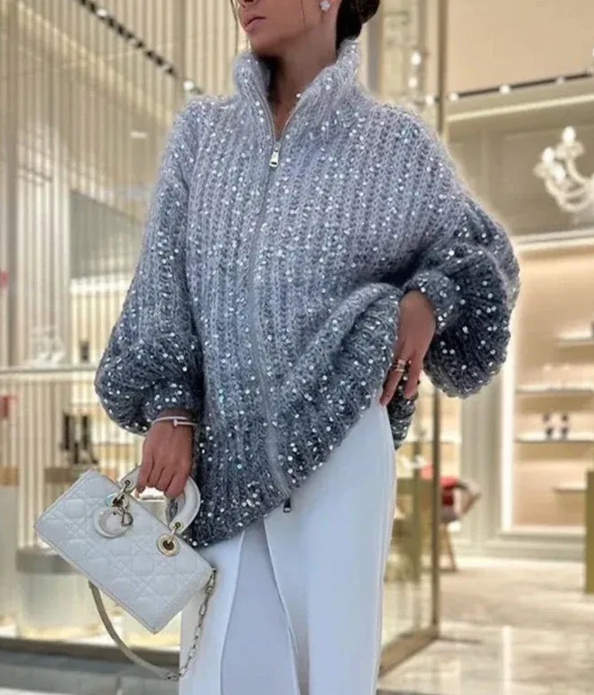 Ombre Sparkling Sequin Cardigan Coat