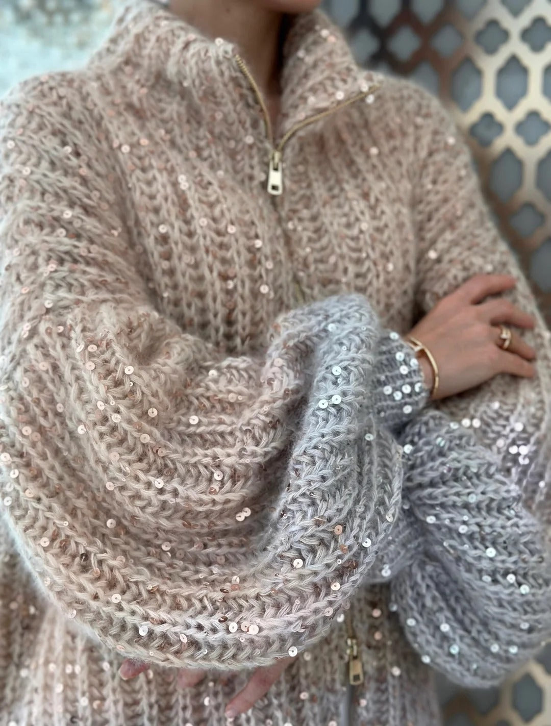 Ombre Sparkling Sequin Cardigan Coat