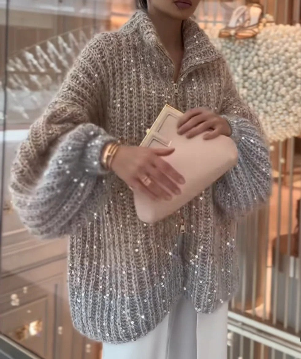 Ombre Sparkling Sequin Cardigan Coat