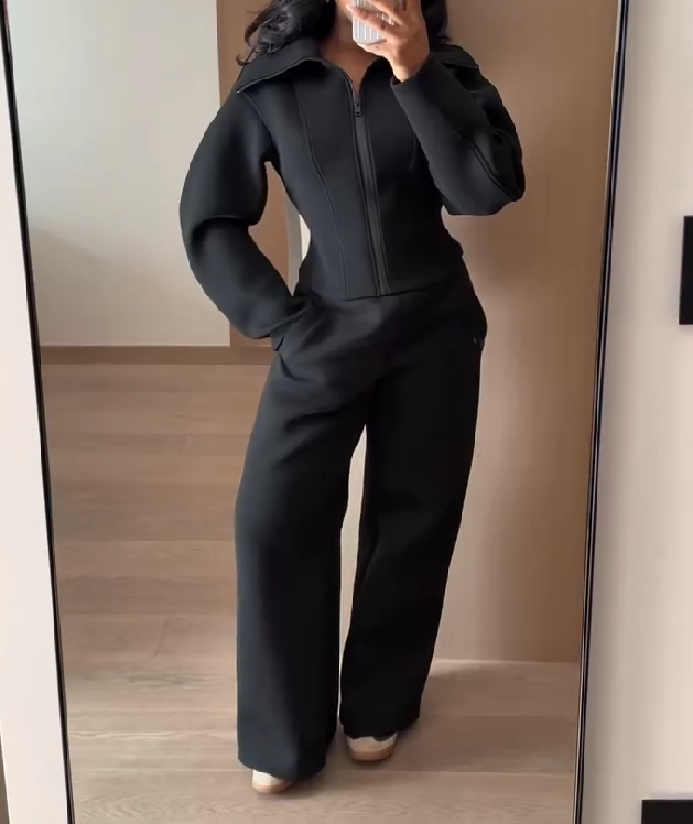 Fitted Jacket and Relaxed Barrel Sweatpants Set