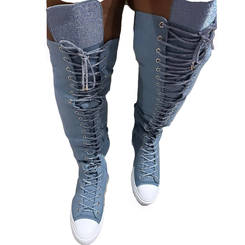 Rhinestone Sparkle High-top Canvas Shoes