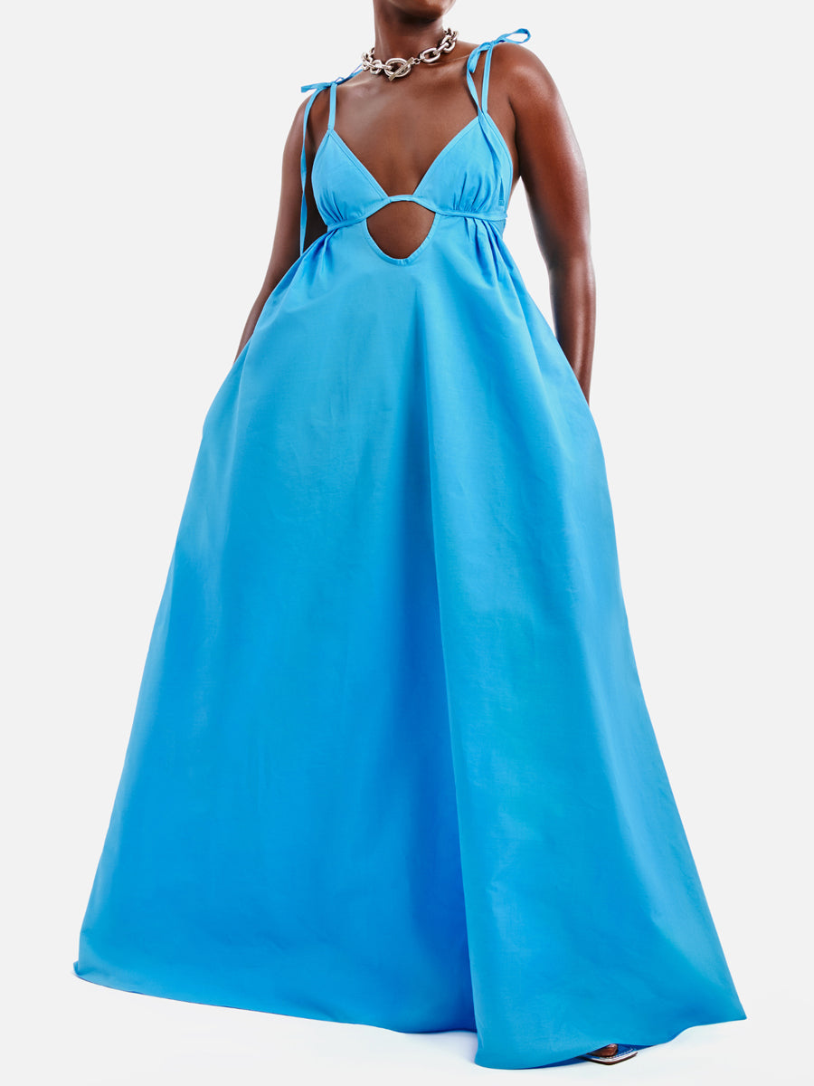 Adjustable Shoulder Cutout Maxi Dress