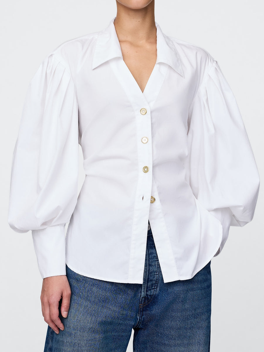 Puff Sleeve Open-Back Shirt
